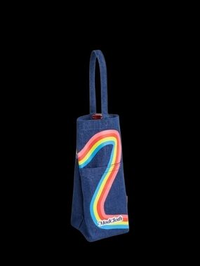 Modcloth Denim Rainbow Handle Wine Tote